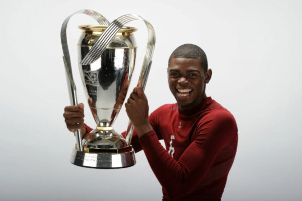 Anthony Wallace MLS Cup trophy, 2010 in Toronto, Canada. Photo: Harry How, Getty Images